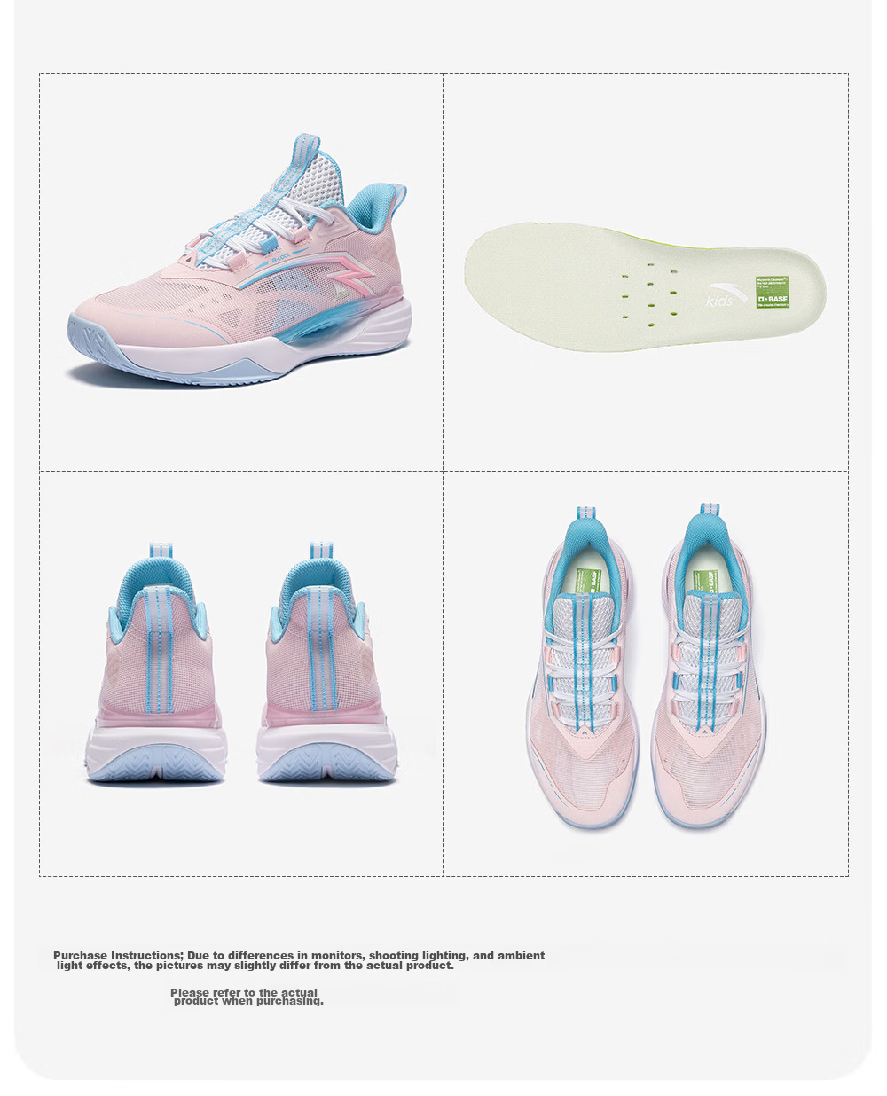Anta Kids Boys Sports Shoes Big Kids 2026 Summer Mesh Breathable Performance Wind Tunnel Basketball Shoes A12621105 25